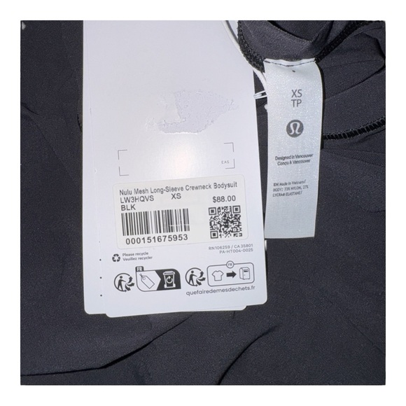 Lululemon Wundermost Nulu Mesh Long-Sleeve Crew Bodysuit Black XS (4) NWT - Picture 5 of 5